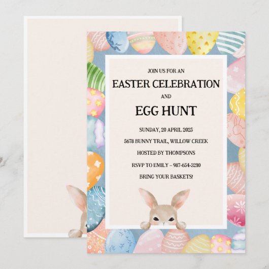 Uitnodiging voor paasbrunch & eierjacht (Voorkant / Achterkant)