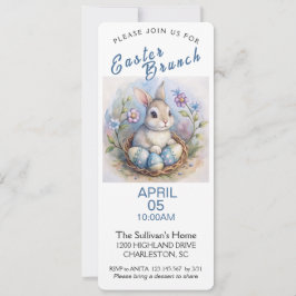 Uitnodiging voor paasbrunch met paaskonijn.