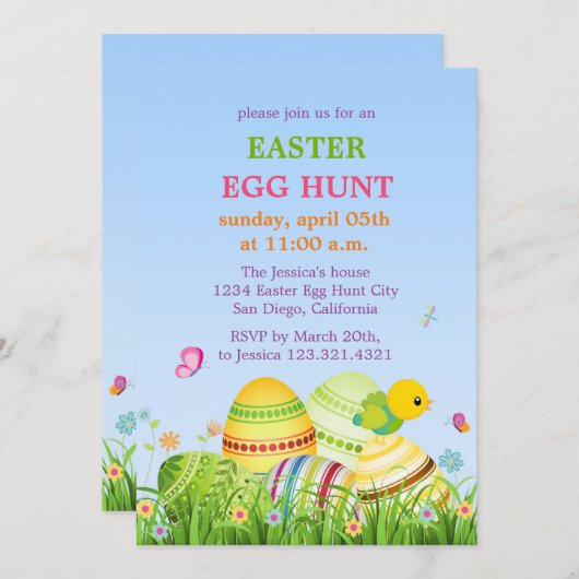 Uitnodiging voor paaseieren (Voorkant / Achterkant)