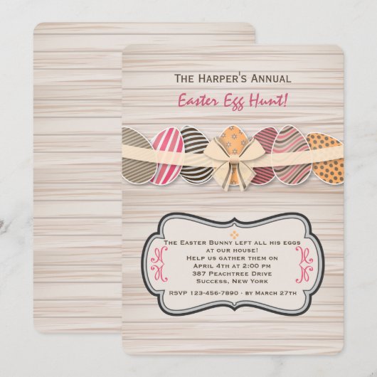 Uitnodiging voor paaseieren (Voorkant / Achterkant)