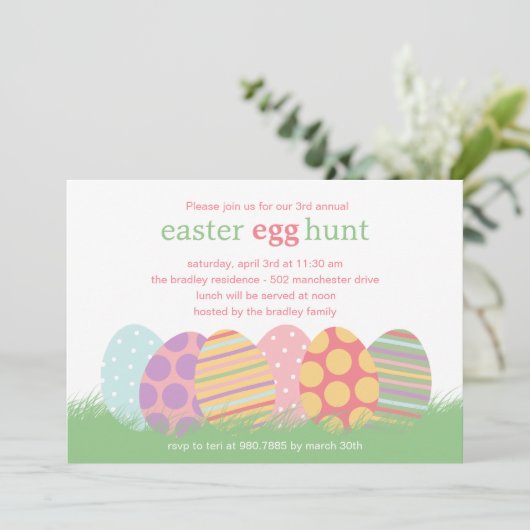 Uitnodiging voor paaseieren (Staand voorkant)