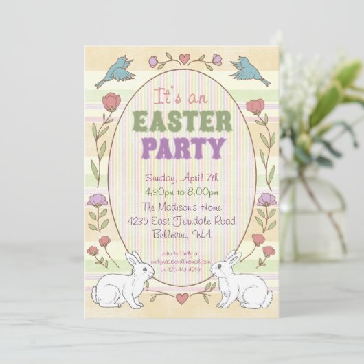 Uitnodiging voor paasfeest (Staand voorkant)