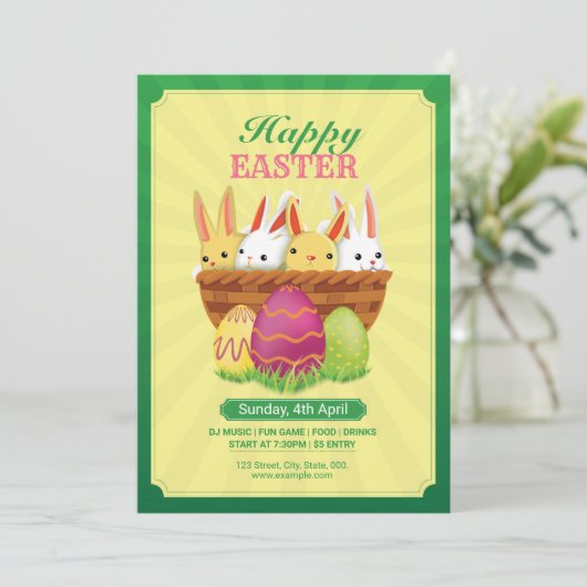 Uitnodiging voor paasfeest (Staand voorkant)