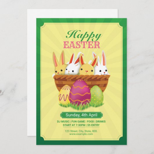 Uitnodiging voor paasfeest (Voorkant / Achterkant)