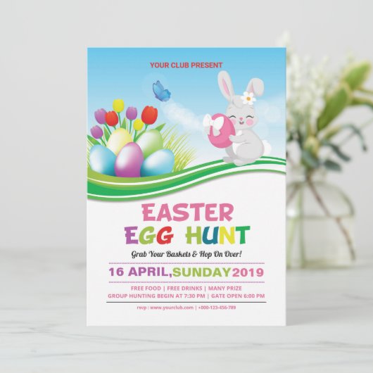 Uitnodiging voor paasfeest (Staand voorkant)