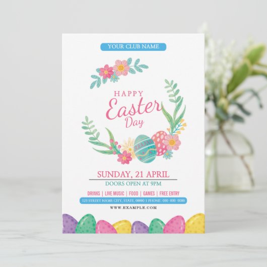 Uitnodiging voor paasfeest (Staand voorkant)