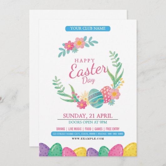 Uitnodiging voor paasfeest (Voorkant / Achterkant)