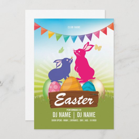 Uitnodiging voor paasfeest (Voorkant / Achterkant)