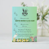 Uitnodiging voor paasgroene eierjacht (Staand voorkant)