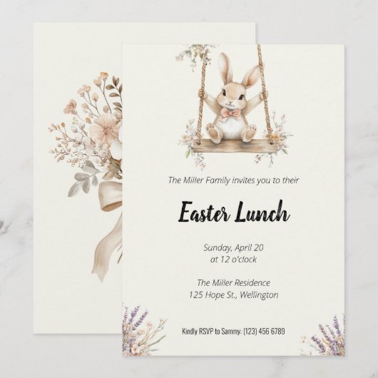 Uitnodiging voor paaslunch (Voorkant / Achterkant)