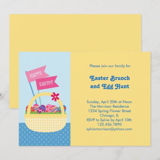 Uitnodiging voor paasmandje (Voorkant / Achterkant)