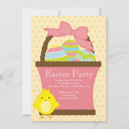 Uitnodiging voor paasmandje voor paasmakerij (Voorkant)