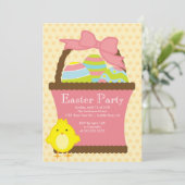 Uitnodiging voor paasmandje voor paasmakerij (Staand voorkant)