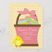Uitnodiging voor paasmandje voor paasmakerij (Voorkant / Achterkant)