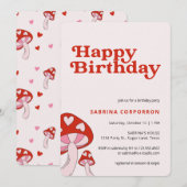 Uitnodiging voor paddenstoel verjaardagsfeestje |  (Voorkant / Achterkant)