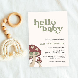 Uitnodiging voor paddenstoelBaby shower | Sage Gre