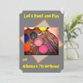 Uitnodiging voor Paint and Play Kunstfeestje (Staand voorkant)