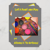 Uitnodiging voor Paint and Play Kunstfeestje (Voorkant / Achterkant)