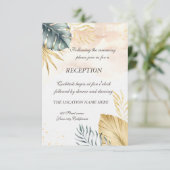 Uitnodiging voor Palmbladeren Strand Bruiloftsrece (Staand voorkant)