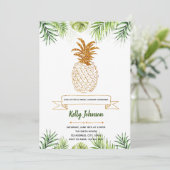 Uitnodiging voor palmboom lente douche feest (Staand voorkant)