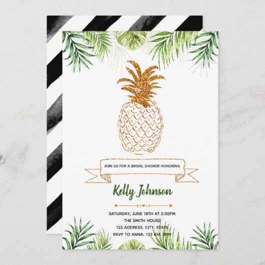 Uitnodiging voor palmboom lente showerfeest (Voorkant / Achterkant)