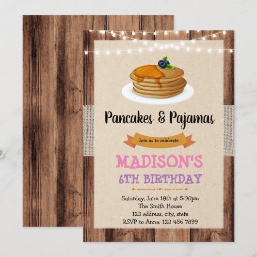  uitnodiging voor pannenkoeken (Voorkant / Achterkant)
