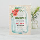 Uitnodiging voor papaverbloem-douche (Staand voorkant)