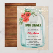 Uitnodiging voor papaverbloem-douche (Voorkant / Achterkant)