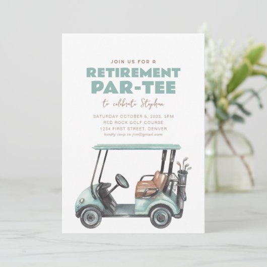 Uitnodiging voor Par-Tee Golf Pensioenfeest (Staand voorkant)