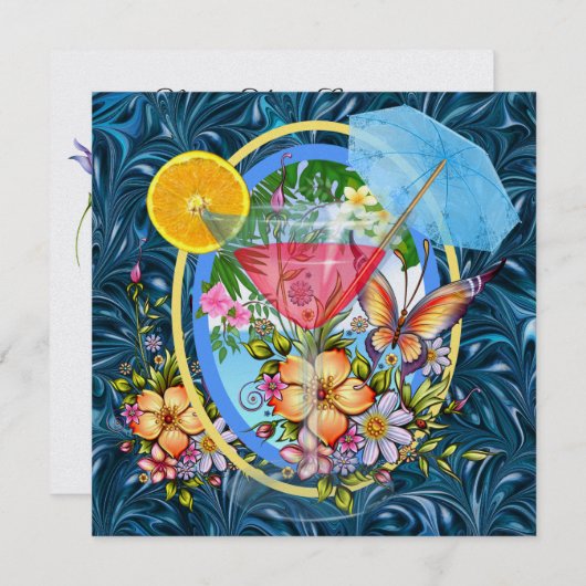 Uitnodiging voor Paradise Beach-cocktailparty (Voorkant / Achterkant)