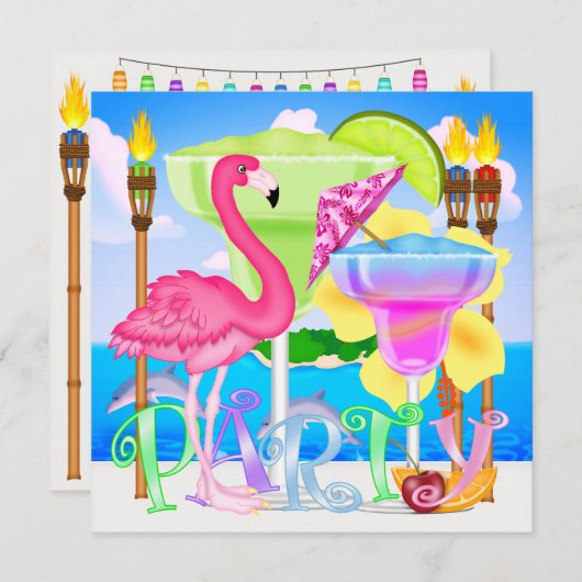 Uitnodiging voor Paradise Beach Party / Luau (Voorkant / Achterkant)