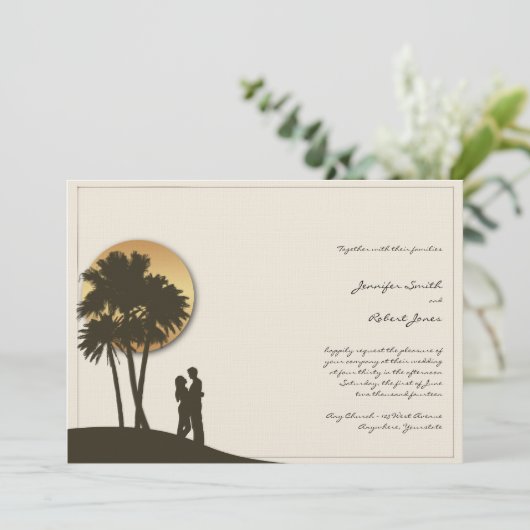 Uitnodiging voor paradise bruiloft (Staand voorkant)