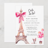 Uitnodiging voor Paris baby shower (Voorkant / Achterkant)