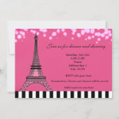 Uitnodiging voor Paris Eiffel Tower in heet roze m (Achterkant)