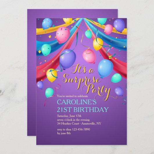 Uitnodiging voor partijballonnen (Voorkant / Achterkant)