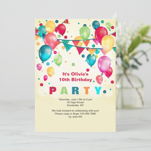 Uitnodiging voor partijballonnen (Staand voorkant)
