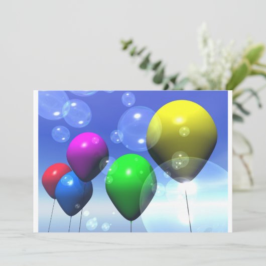 Uitnodiging voor partijballonnen en bellen (Staand voorkant)