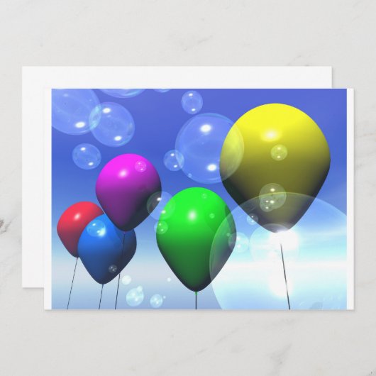 Uitnodiging voor partijballonnen en bellen (Voorkant / Achterkant)