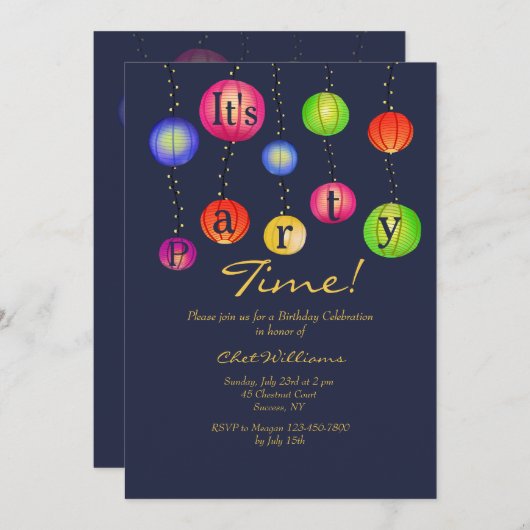 Uitnodiging voor partijlampions (Voorkant / Achterkant)