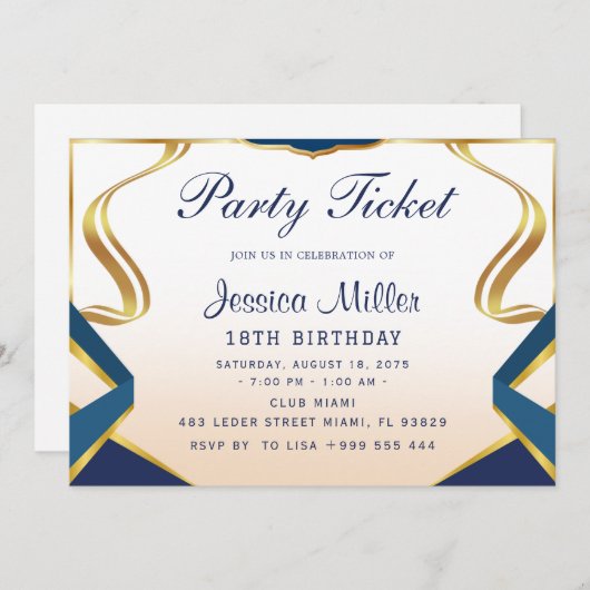 Uitnodiging voor partytickets (Voorkant / Achterkant)