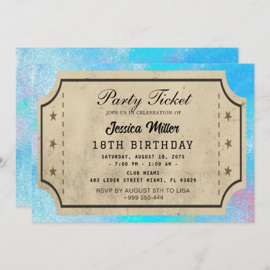 Uitnodiging voor partytickets (Voorkant / Achterkant)