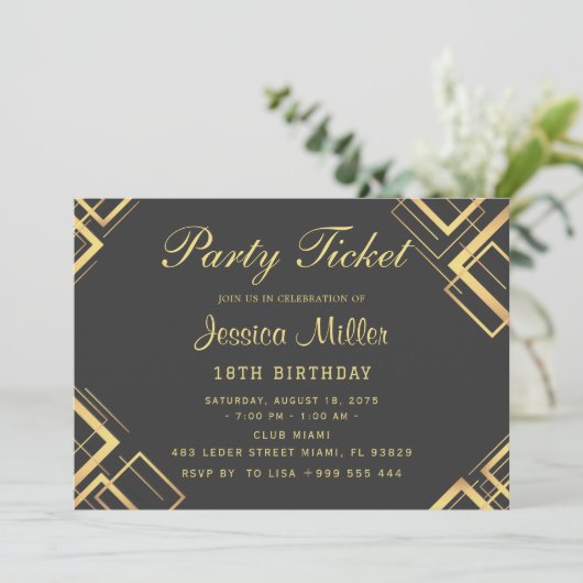 Uitnodiging voor partytickets (Staand voorkant)