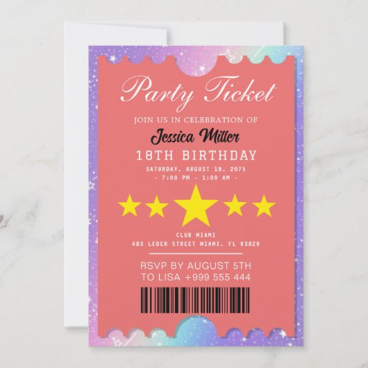 Uitnodiging voor partytickets (Voorkant)
