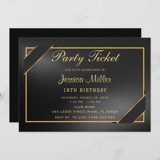 Uitnodiging voor partytickets (Voorkant / Achterkant)