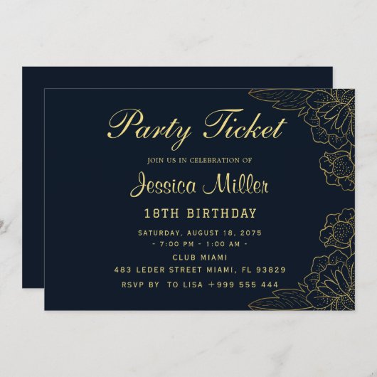 Uitnodiging voor partytickets (Voorkant / Achterkant)