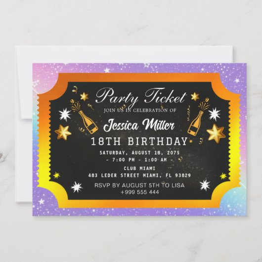 Uitnodiging voor partytickets (Voorkant)