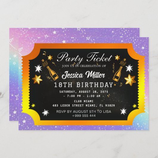 Uitnodiging voor partytickets (Voorkant / Achterkant)