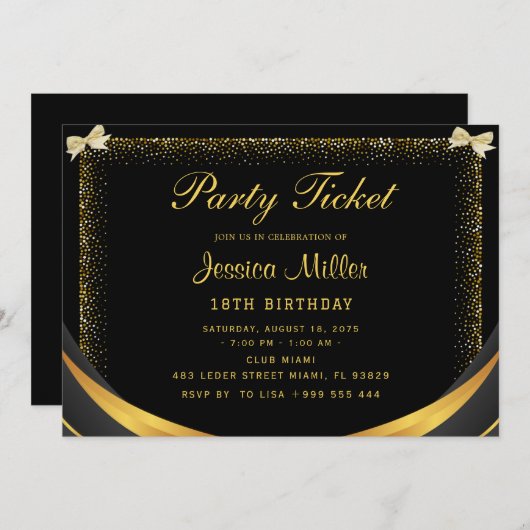 Uitnodiging voor partytickets (Voorkant / Achterkant)