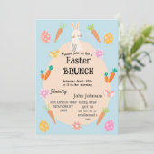 Uitnodiging voor Pasen Brunch | Cute Pastel Konijn (Staand voorkant)