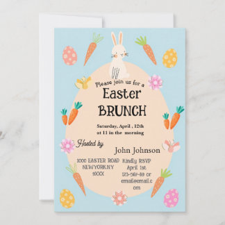 Uitnodiging voor Pasen Brunch | Cute Pastel Konijn